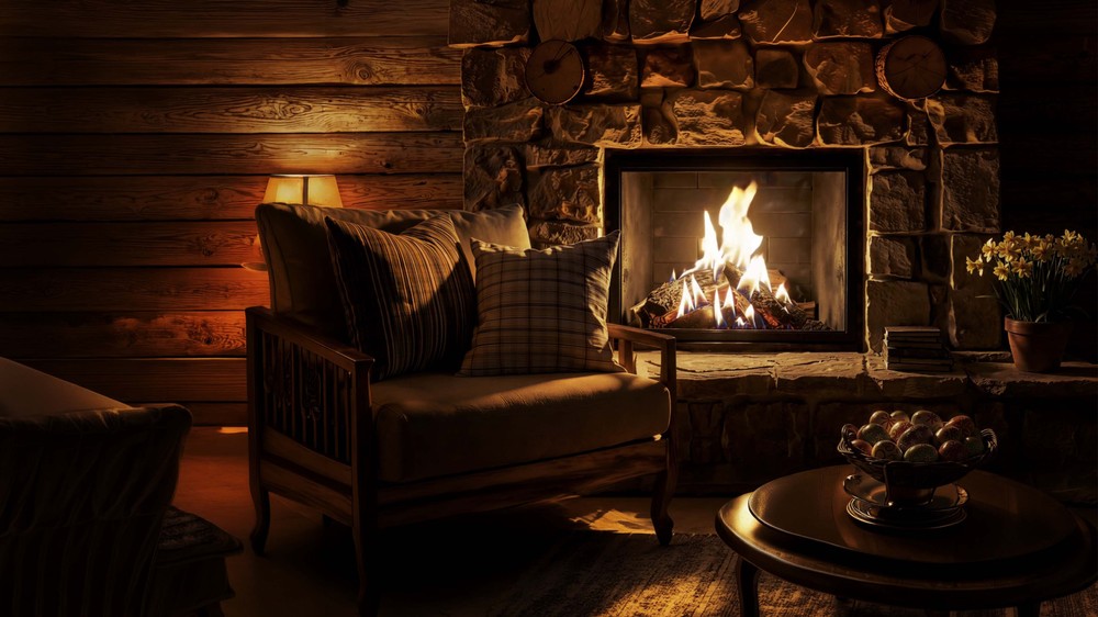 Horská chata krb