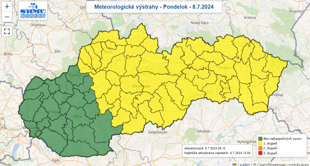 Mapa výstrah.