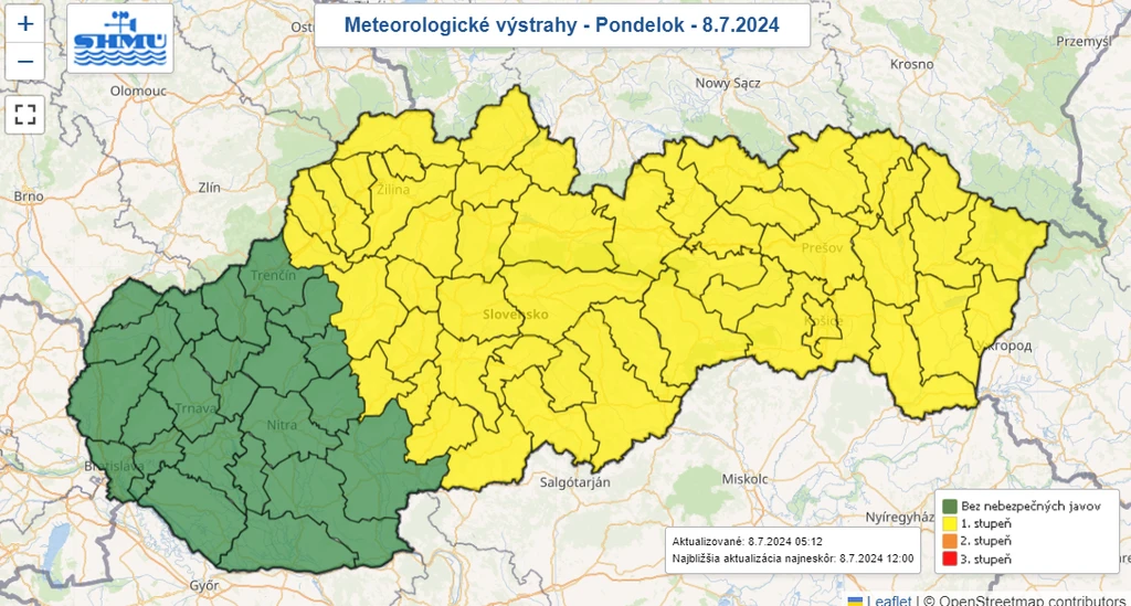 Mapa výstrah.