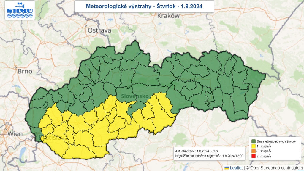 Vo štvrtok platí výstraha pred vysokými teplotami. 
