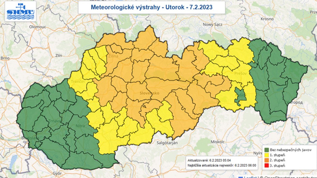 Výstraha pred mrazmi.