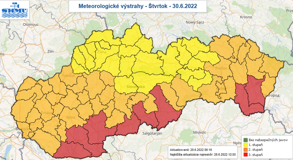 Výstrahy na štvrtok 30. júna.