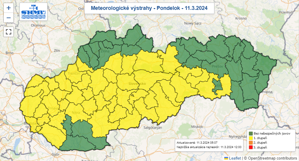 Mapa výstrah.