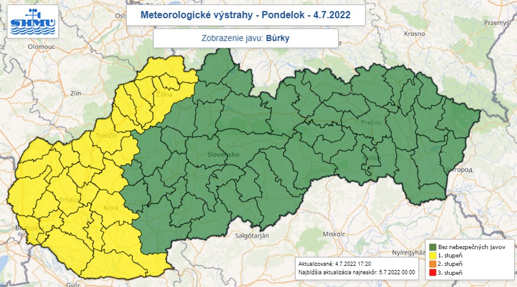 Výstrahy pred búrkami