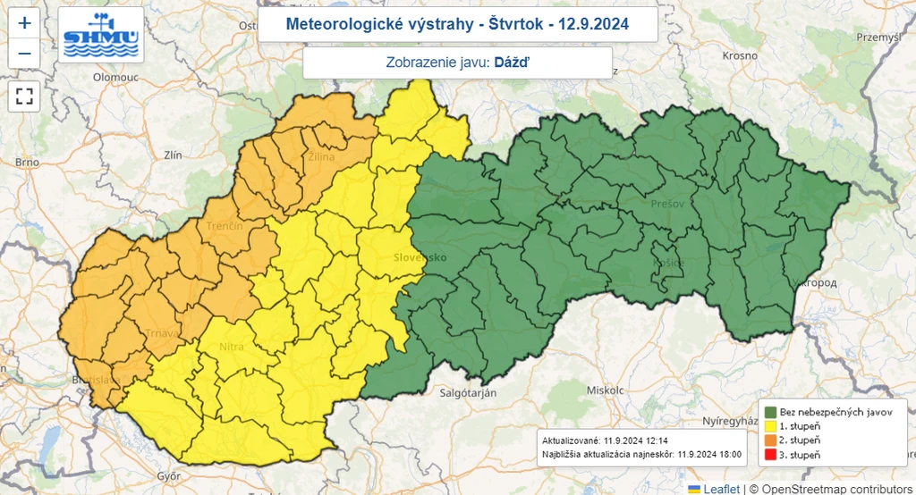 Výstrahy SHMÚ.
