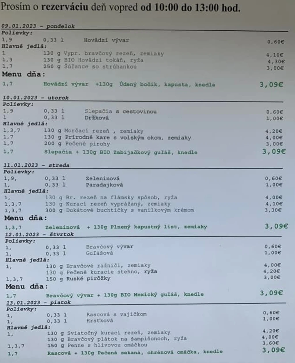 Najlacnejšie menučko na Slovensku.