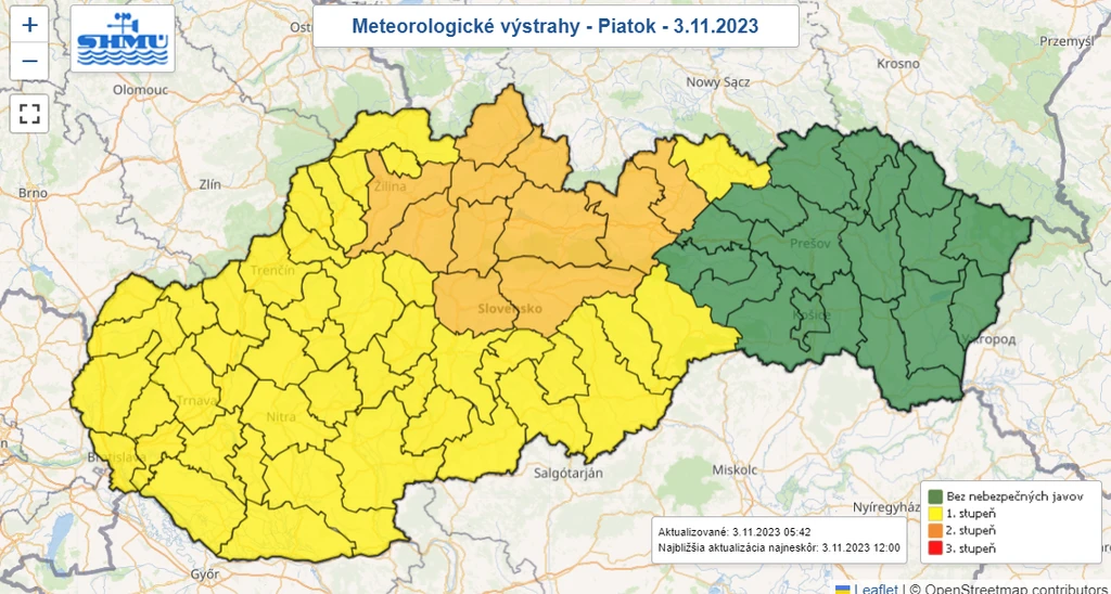 Mapa výstrah.