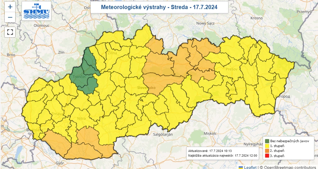 Mapa výstrah.