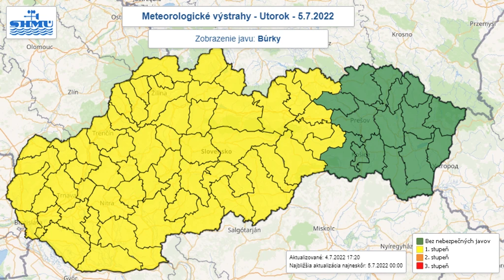 Výstrahy na utorok