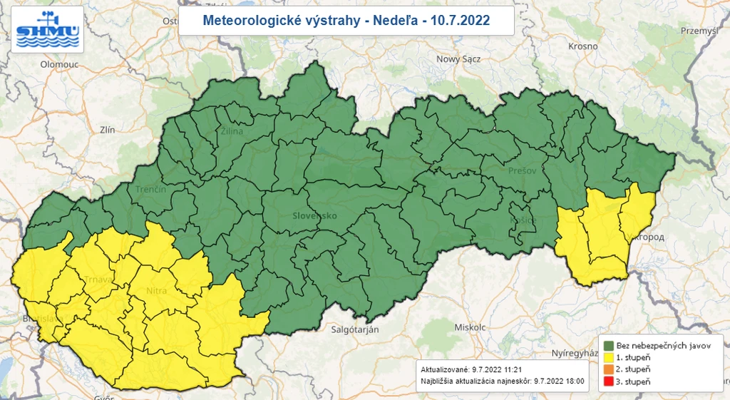 Mapa výstrah.