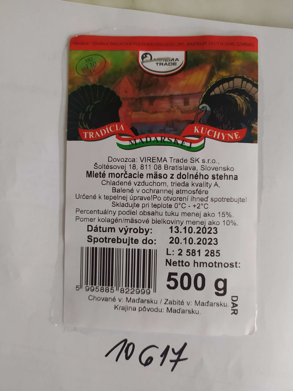 Výrobok s prítomnosťou salmonely