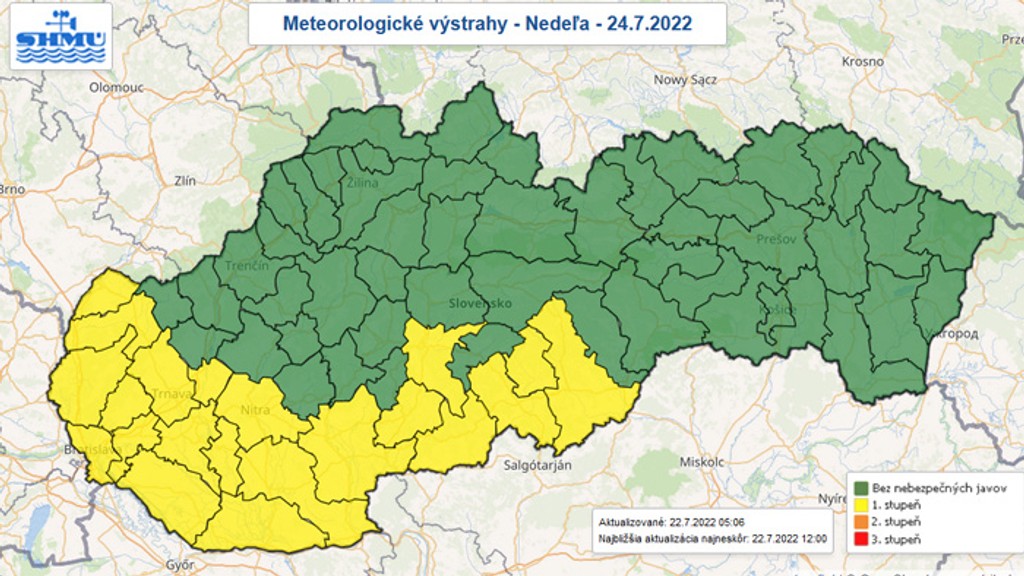 Výstrahy na nedeľu.