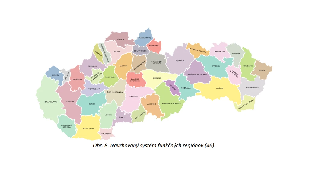 Nové členenie okresov podľa návrhu MV