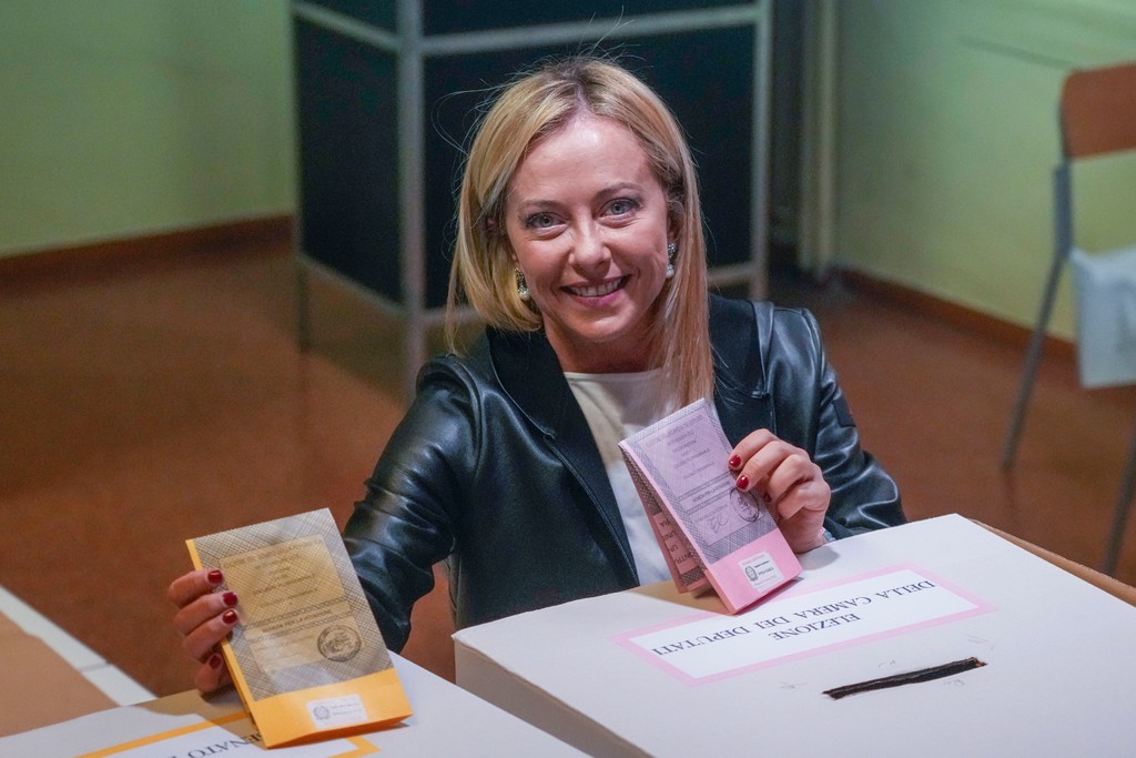 Giorgia Meloniová, líderka krajne pravicovej strany Bratia Talianska.
