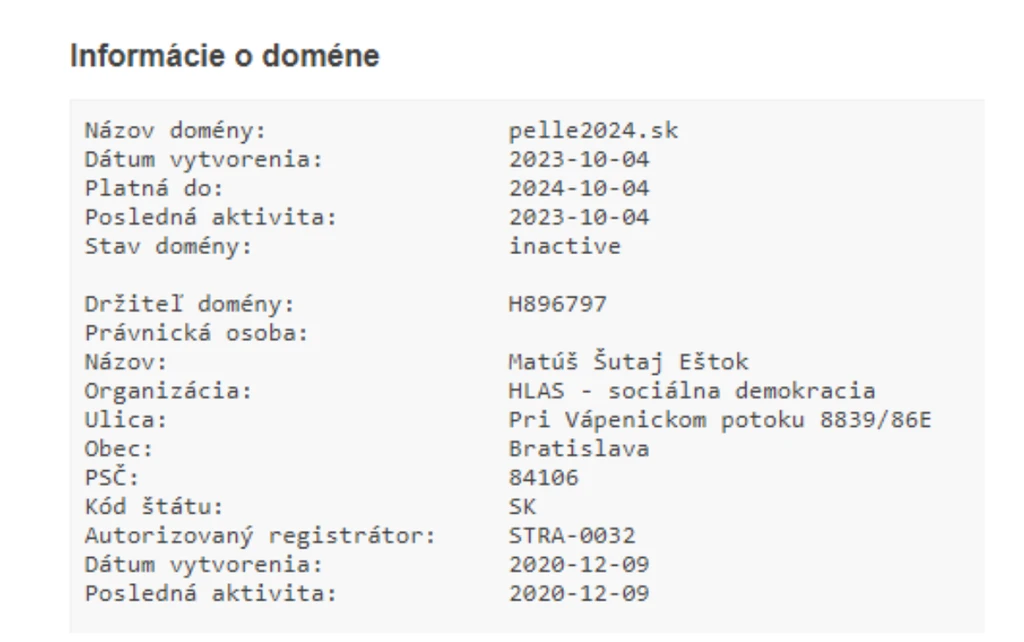 Doména „pelle2024.sk“