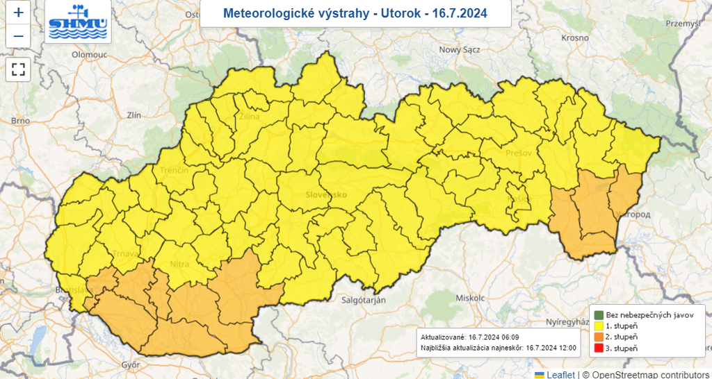 Mapa výstrah.