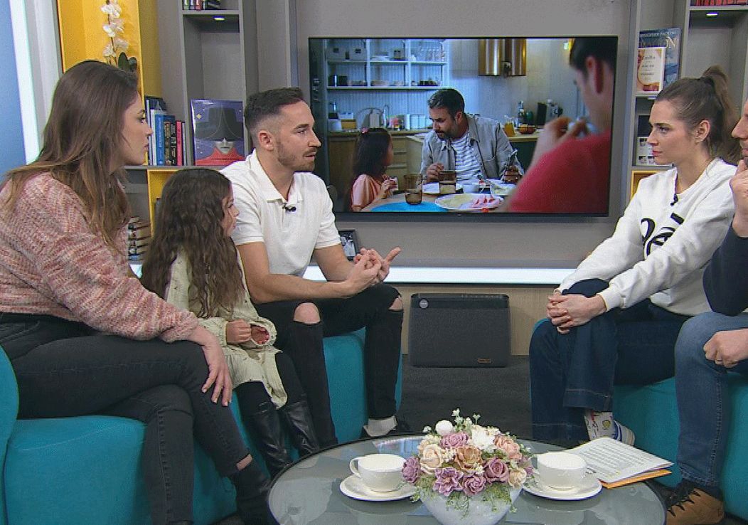 Larisa Mižigar s otcom a Macou Zábranskou v Teleráne