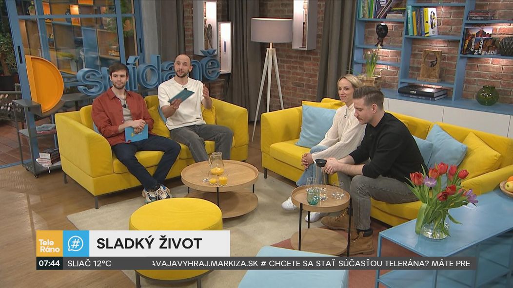 Vladimír Polívka a Petra Hřebíčková v Teleráne o komédii Sladký život