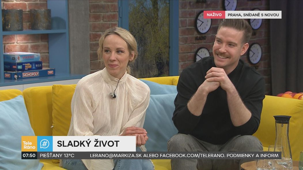 Vladimír Polívka a Petra Hřebíčková v Teleráne o komédii Sladký život