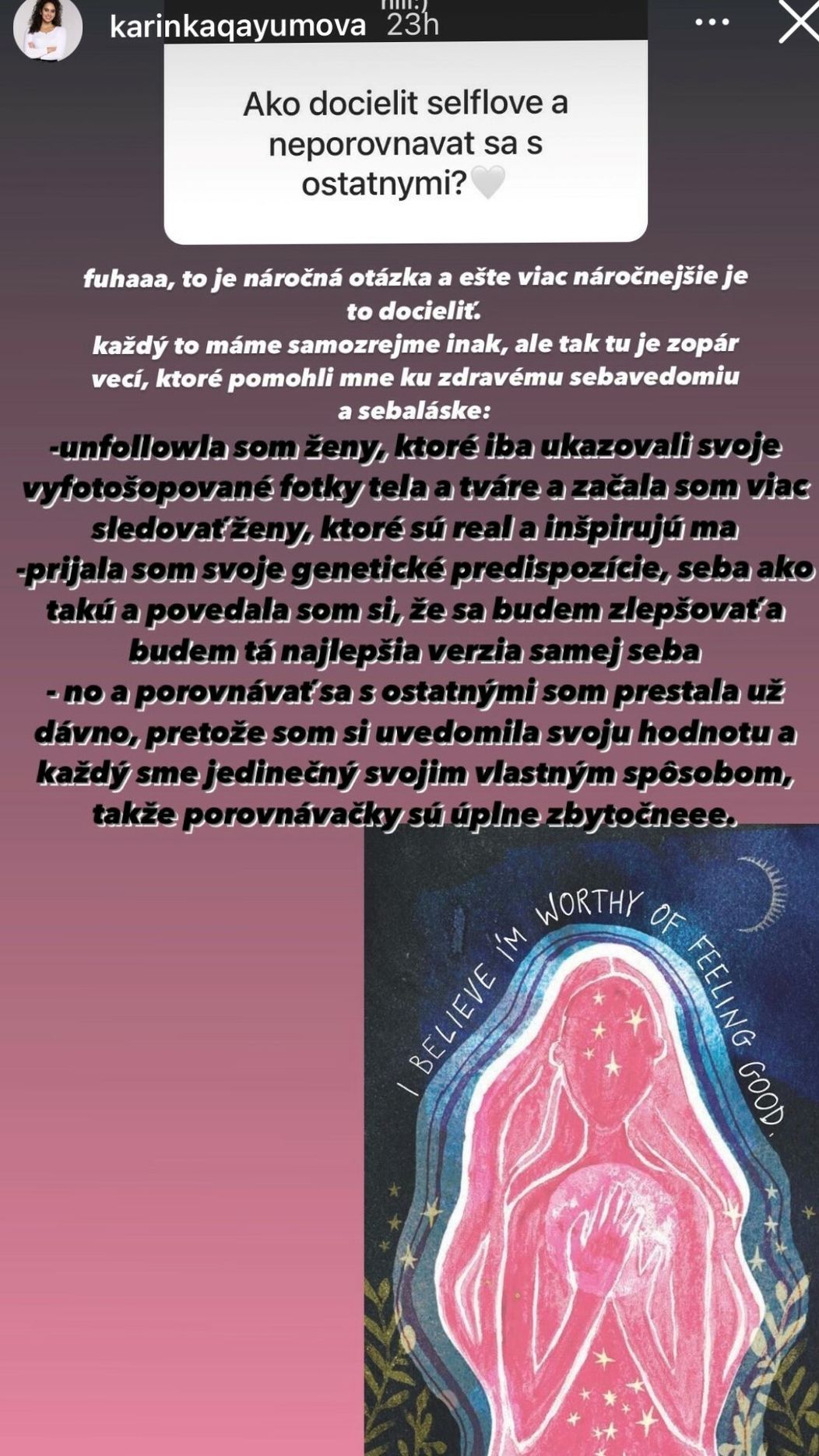 Karinka prezradila aj to, koho unfollowla na Instagrame.