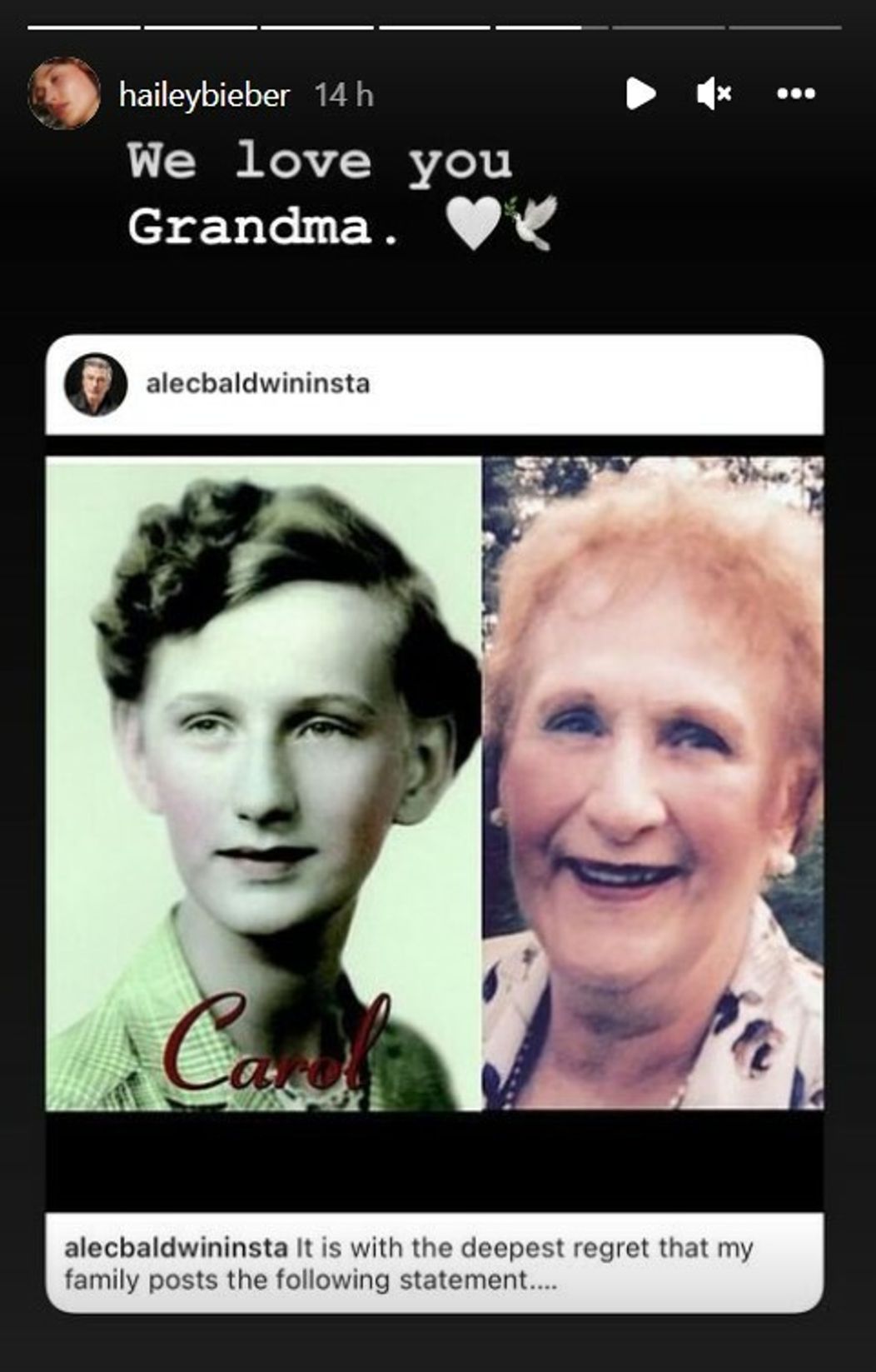 Na smrť starej mamy reagovala aj Hailey Bieber.
