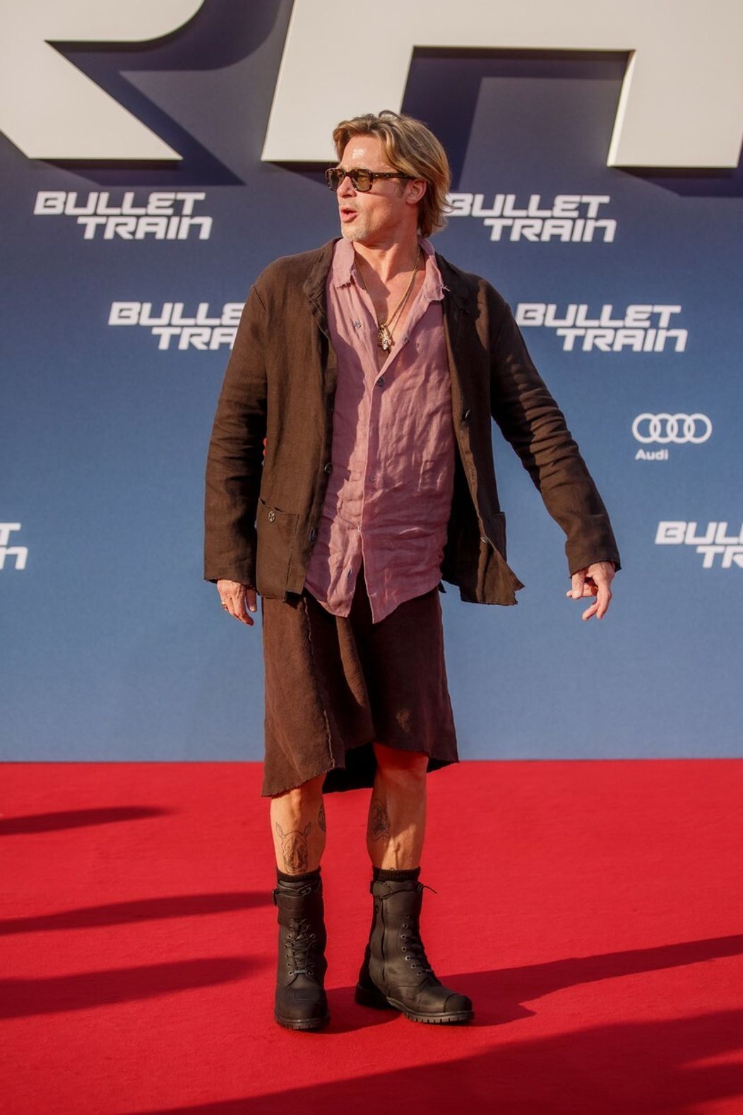 Brad Pitt na uvedení filmu Bullet Train v Berlíne