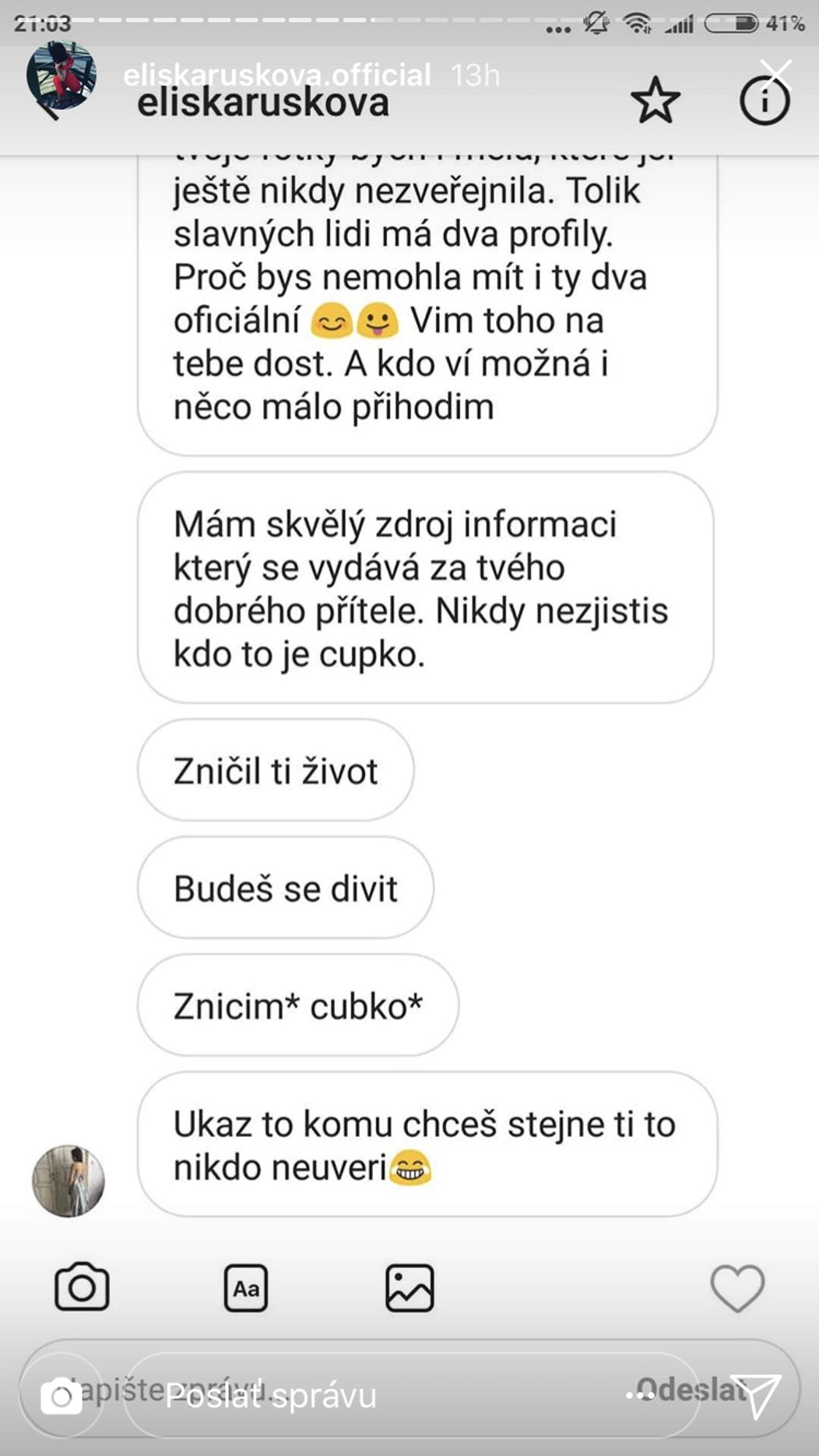 Správa od útočníka