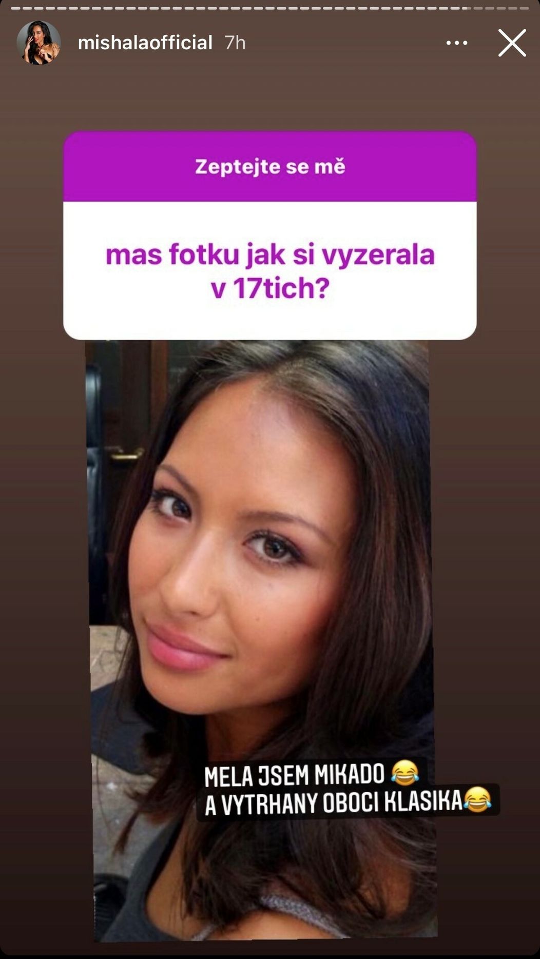 Mishala v sedemnástich rokoch.