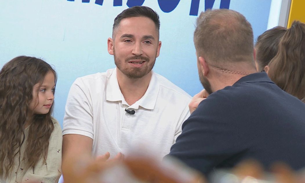 Larisa Mižigar s otcom a Macou Zábranskou v Teleráne