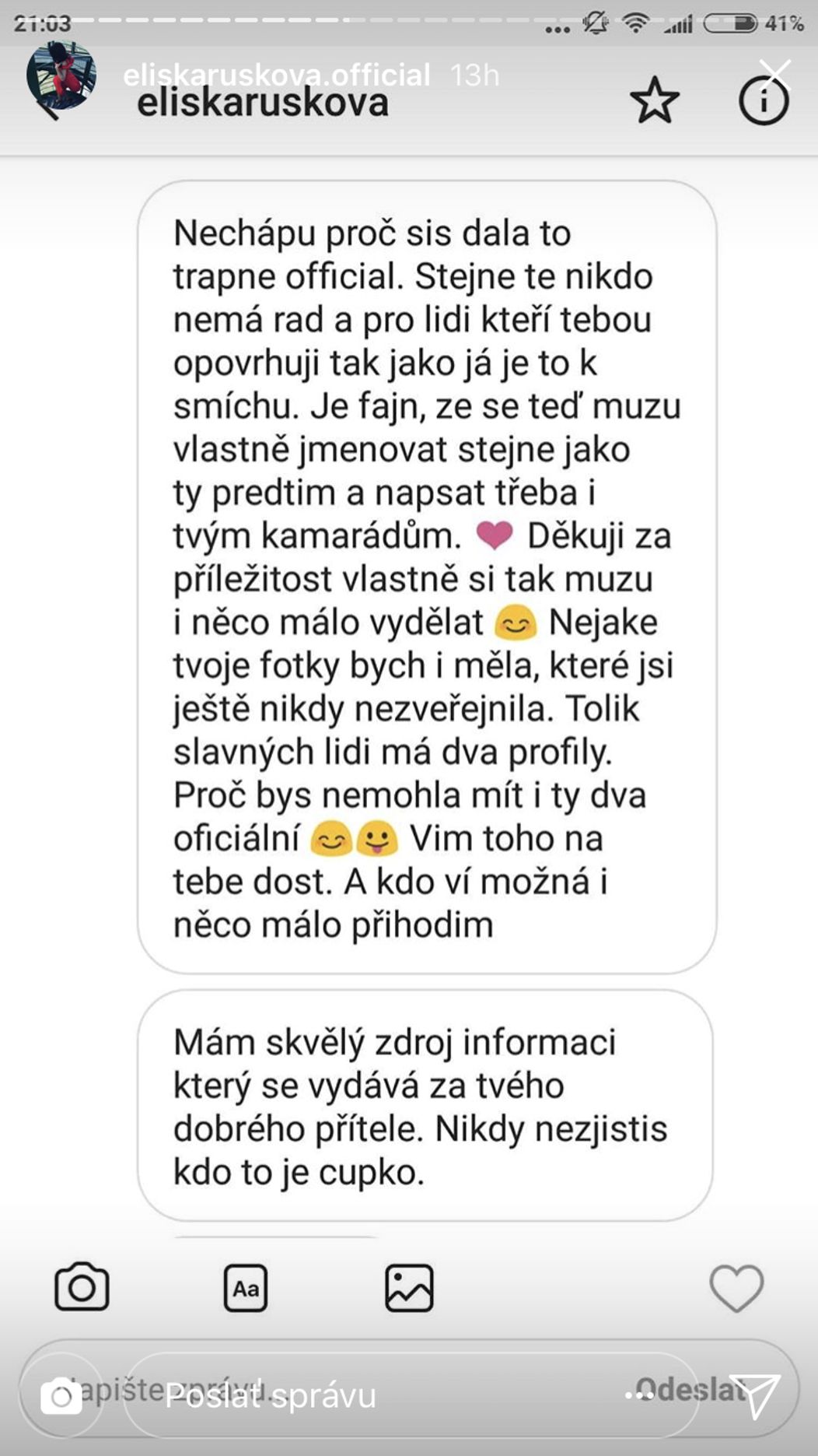 Správa od útočníka
