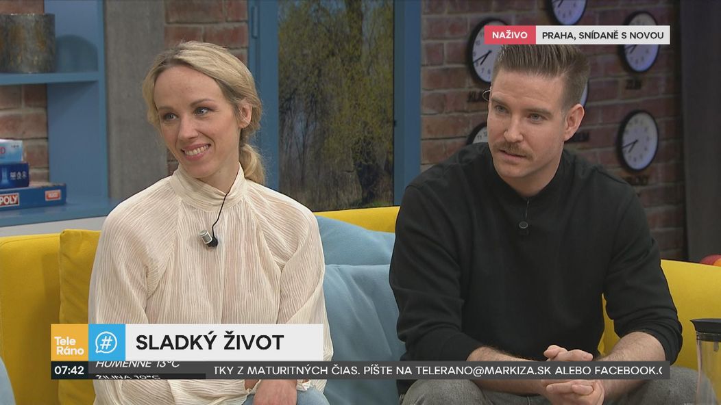 Vladimír Polívka a Petra Hřebíčková v Teleráne o komédii Sladký život