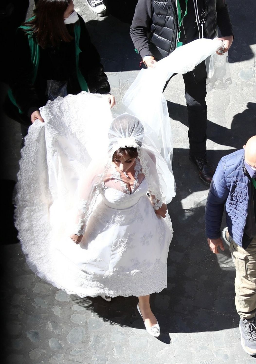 Lady Gaga na nakrúcaní filmu House of Gucci v Ríme