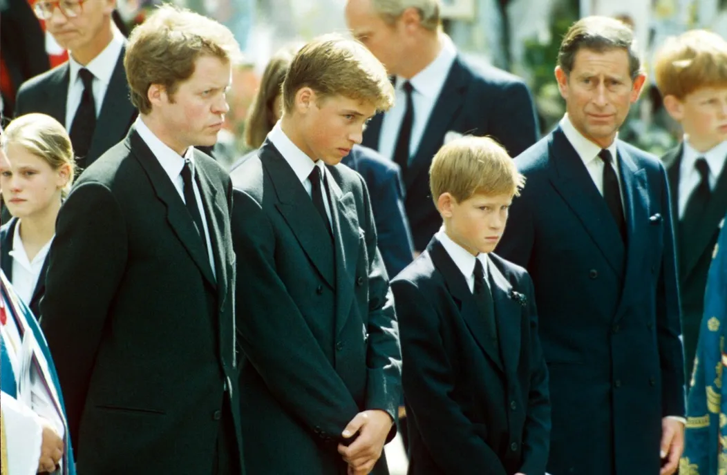 William a Harry na pohrebe princeznej Diany.