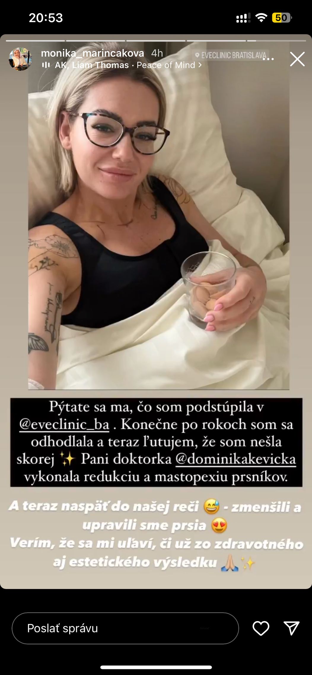 Monika po estetickom zákroku