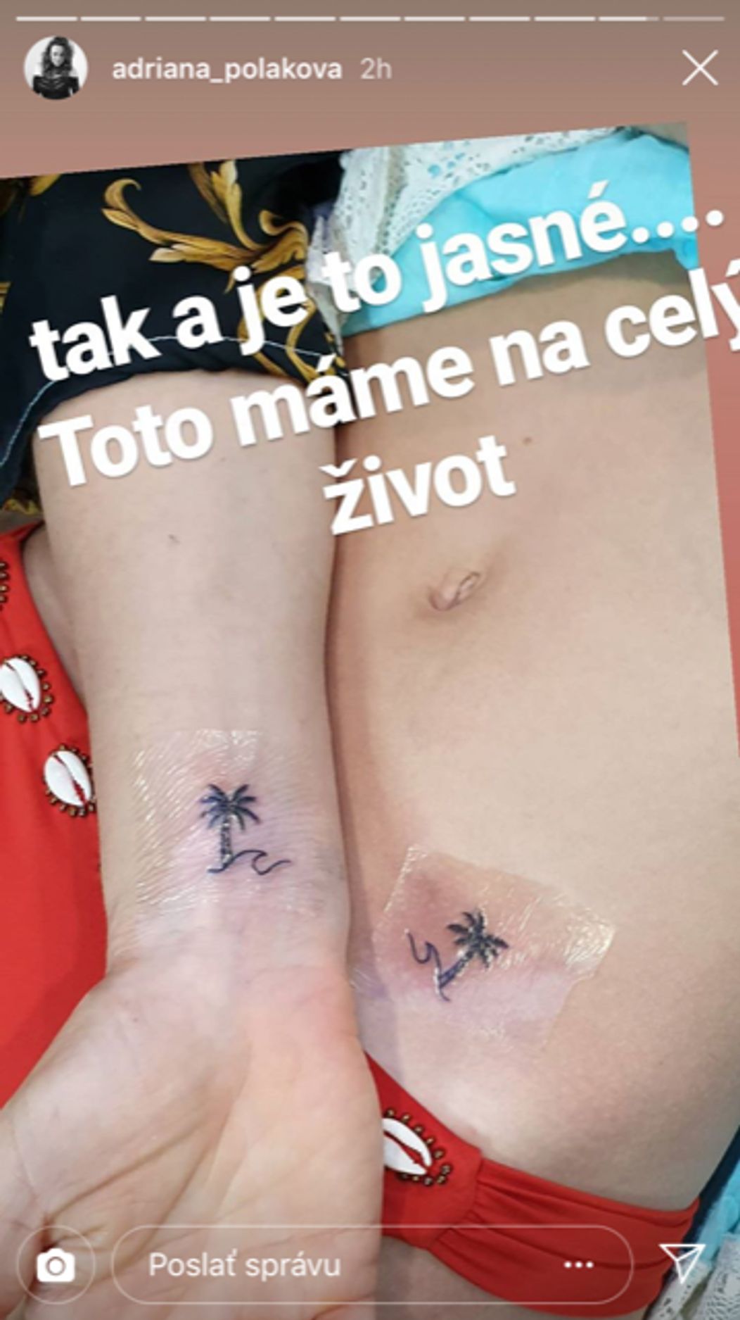 Adriana Poláková má nové tetovanie