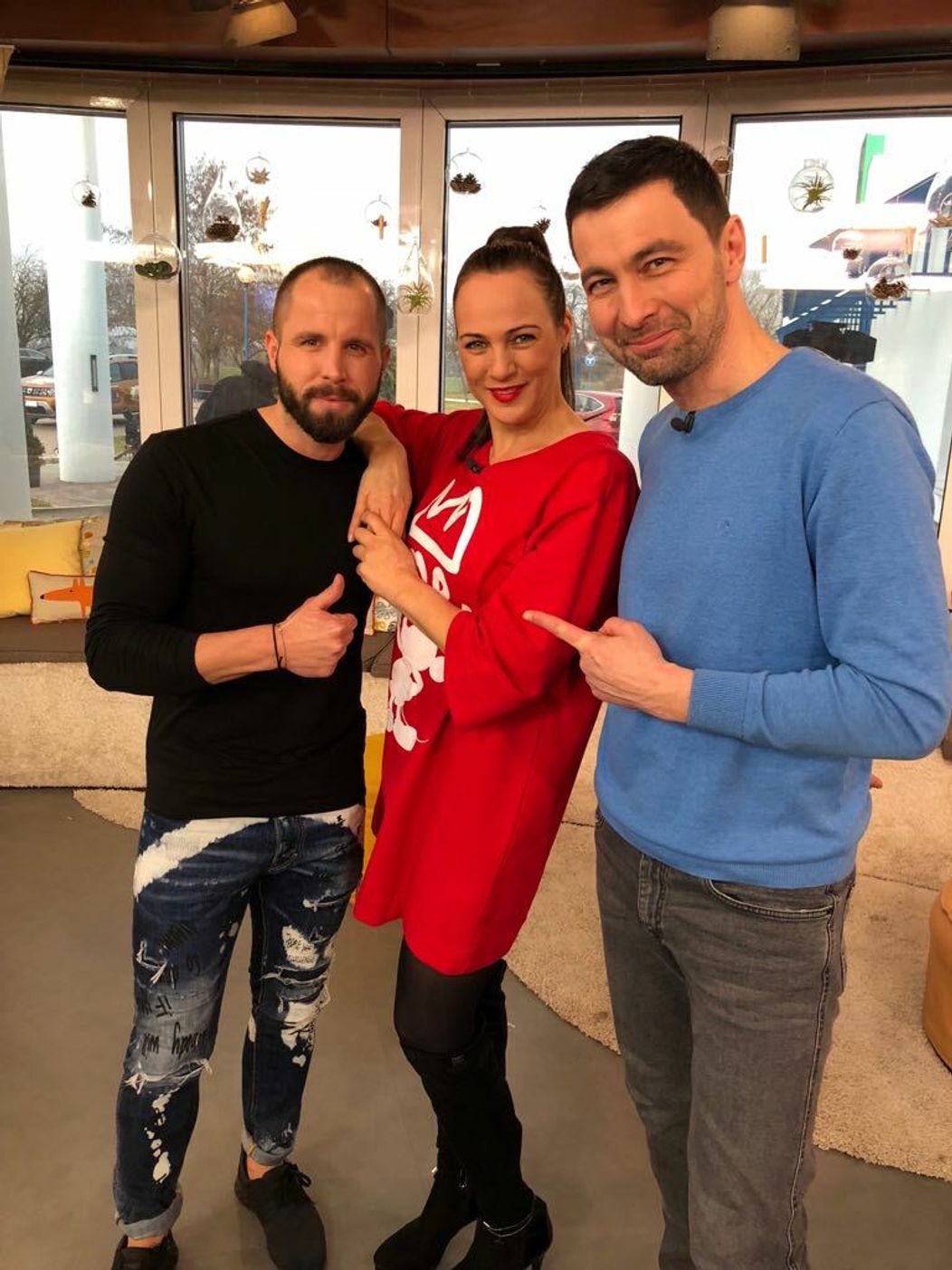 Aďa a Daro s hosťom Telerána Janym Landlom v roku 2018