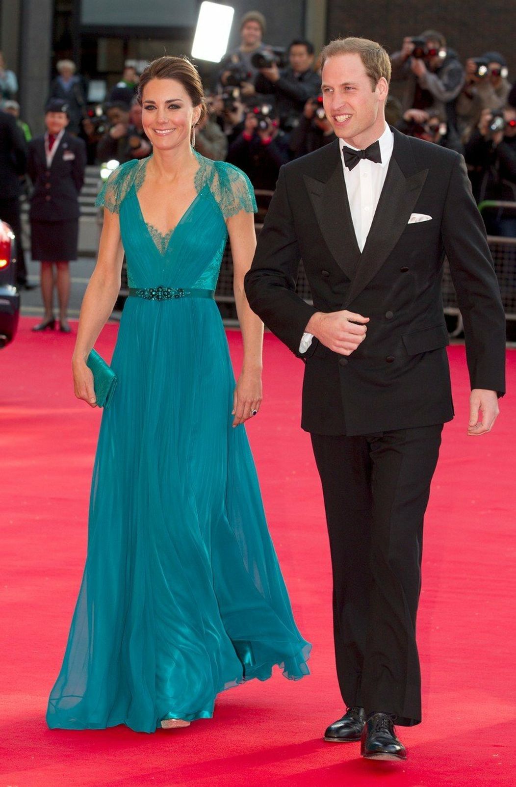 Kate Middleton v róbe od Jenny Packham v roku 2012.