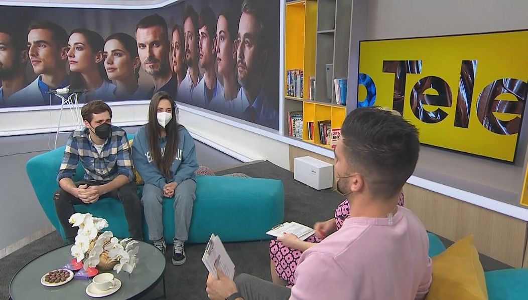 Filip Šebesta a Ráchel Šoltésová v Teleráne.