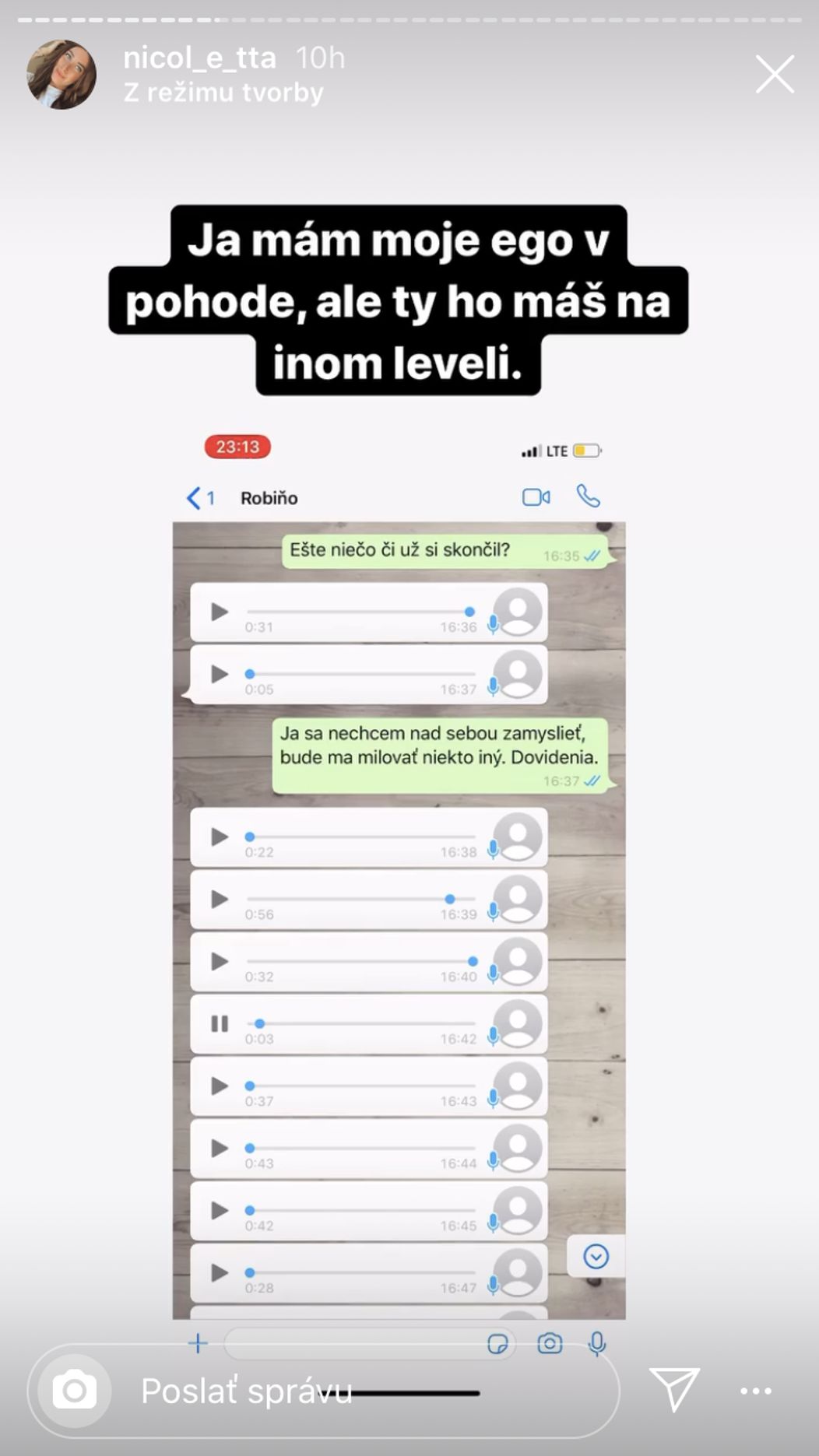 Komunikácia medzi Nicolettou a Martinom