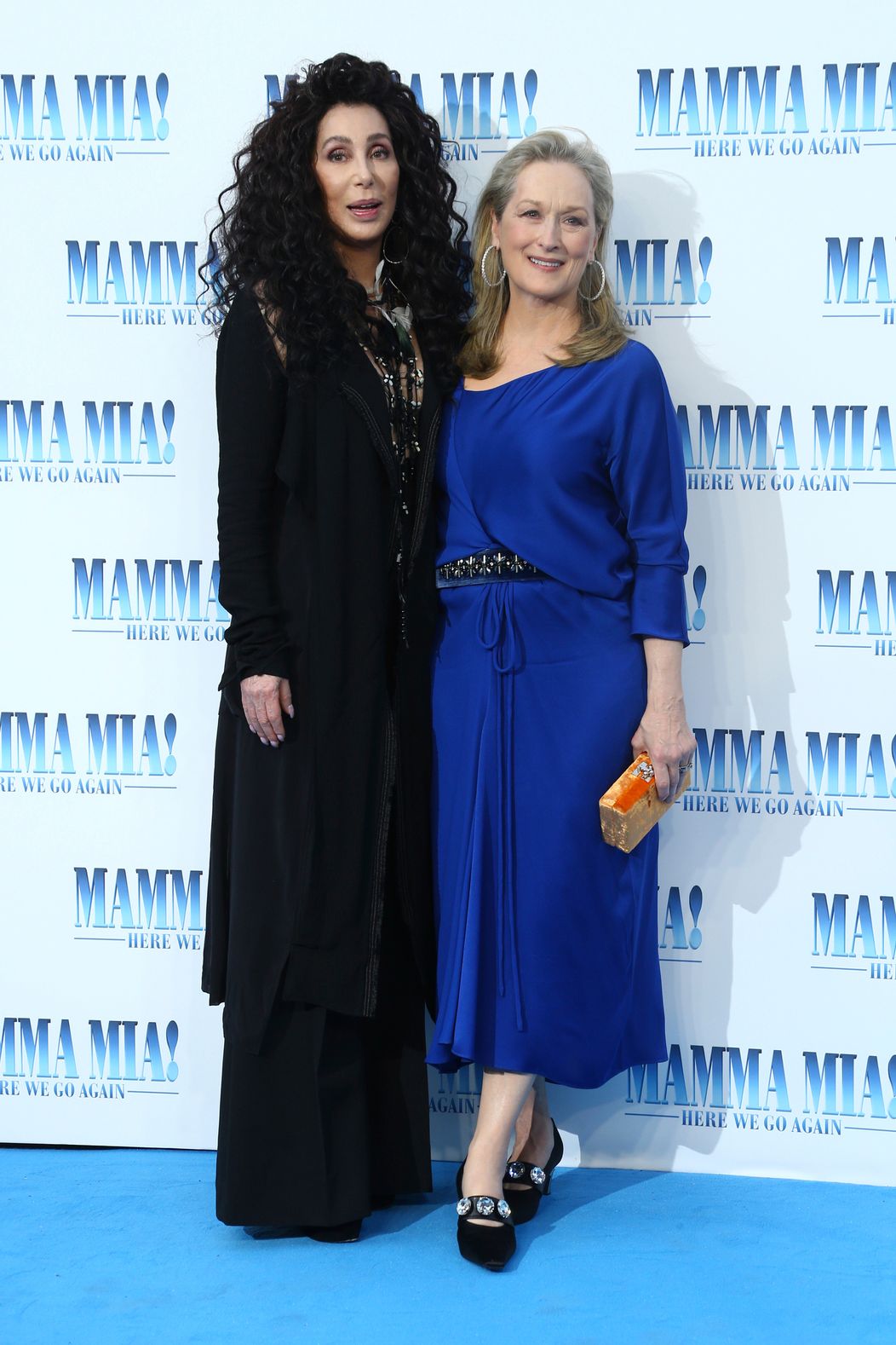 Cher a Meryl Streep na londýnskej premiére muzikálu Mamma Mia! Here We Go Again