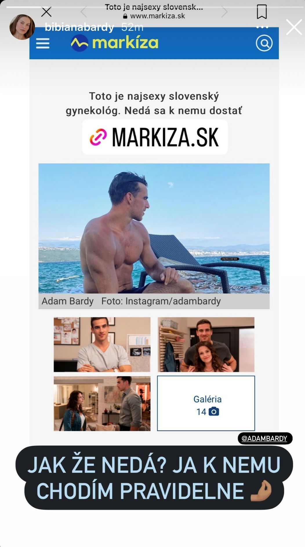 Bibi vtipne zareagovala na titulok o Adamovi.