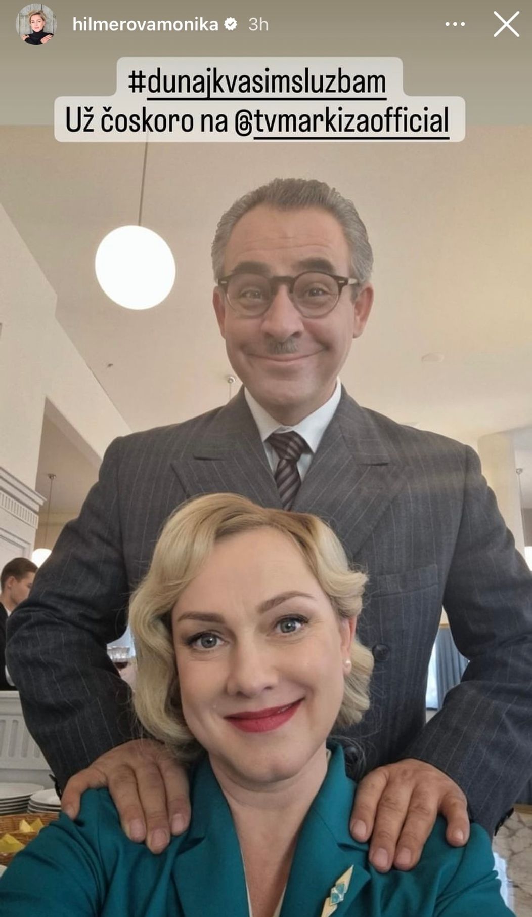 Monika Hilmerová a Filip Tuma z natáčania seriálu Dunaj 