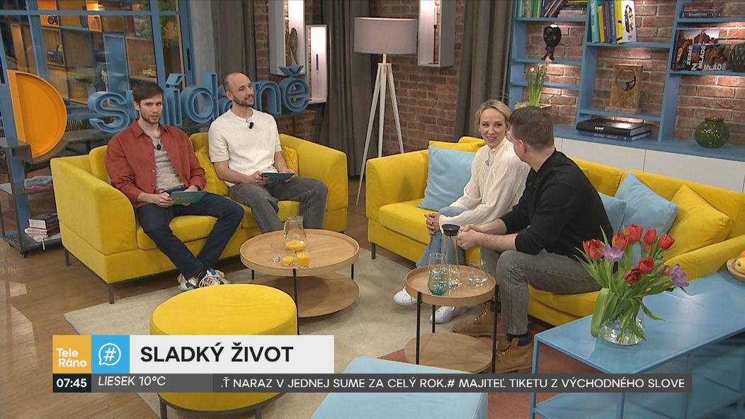 Vladimír Polívka a Petra Hřebíčková v Teleráne o komédii Sladký život