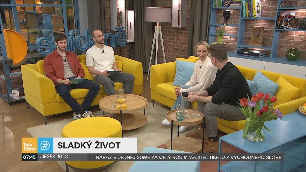 Vladimír Polívka a Petra Hřebíčková v Teleráne o komédii Sladký život
