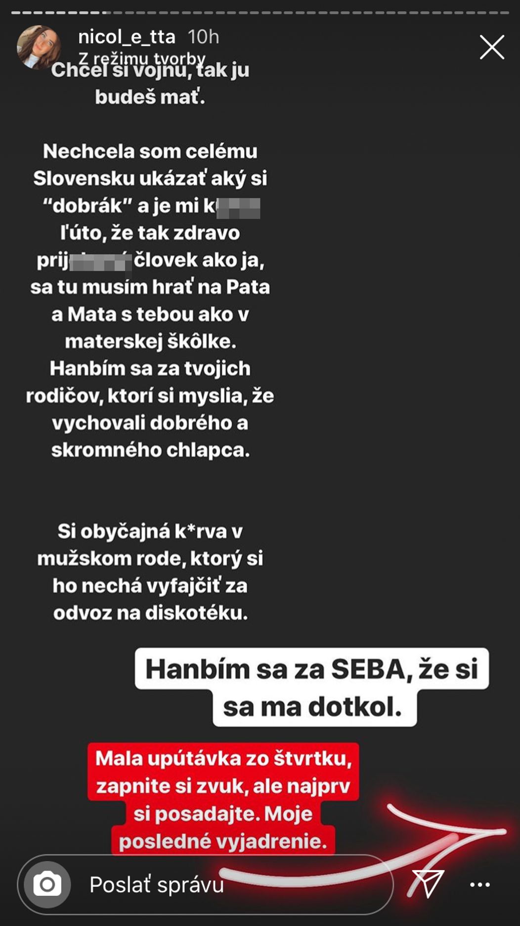 Komunikácia medzi Nicolettou a Martinom