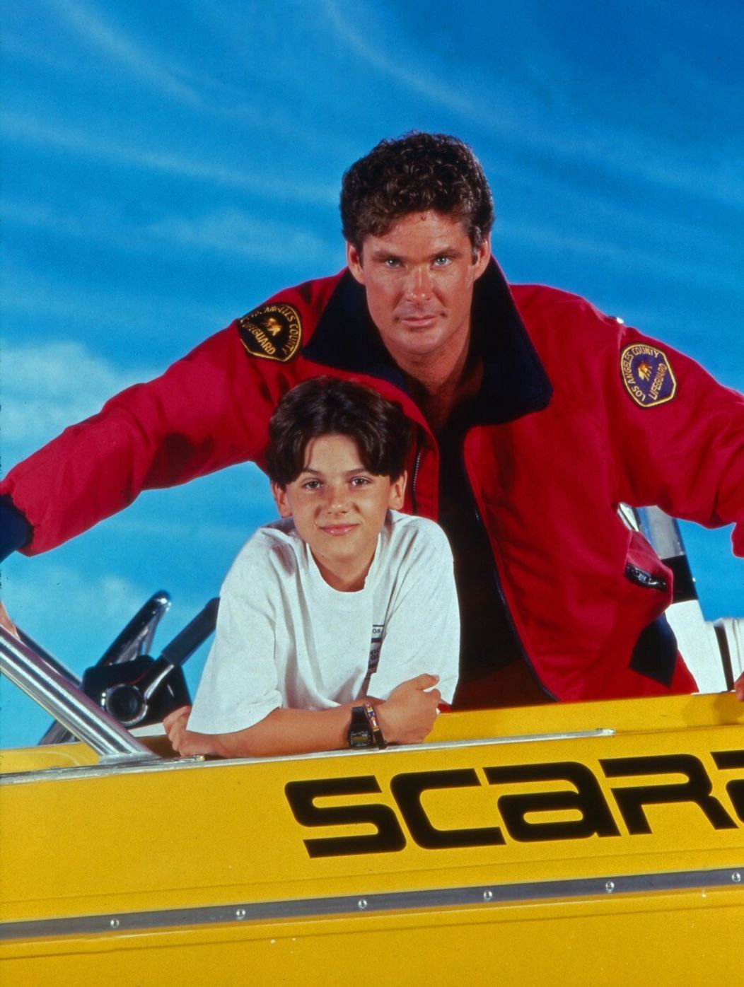 David Hasselhoff so svojím seriálovým synom Hobiem, ktorého si zahral Jeremy Jackson.