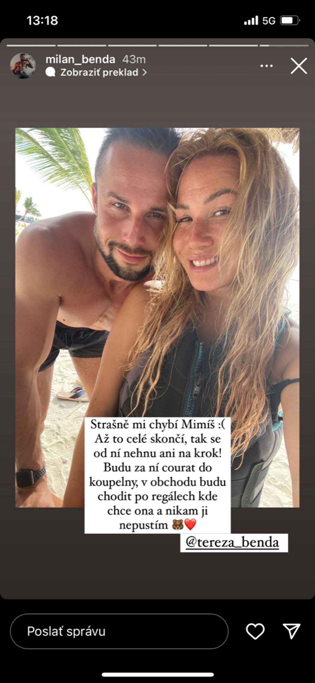 Milanovi je za manželkou veľmi smutno