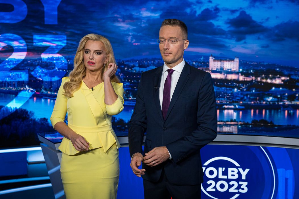 Moderátori Volebnej noci 2023 - Zlatica Švajdová Puškárová, Michal Kovačič,