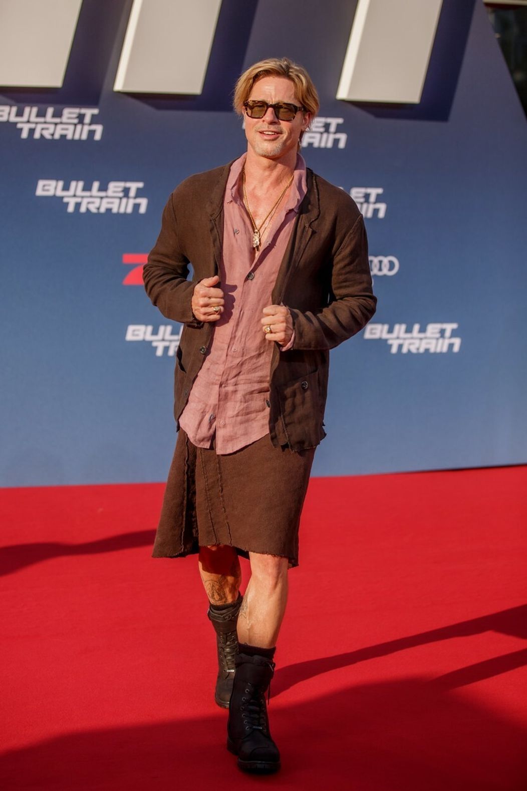 Brad Pitt na uvedení filmu Bullet Train v Berlíne