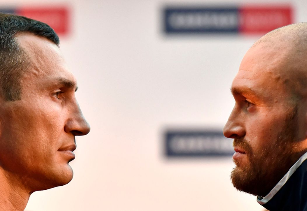 Vladimír Kličko a Tyson Fury deň pre zápasom.